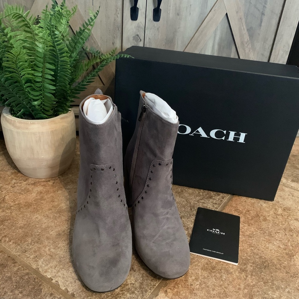 Coach Farrah Grey Suede Booties - Picture 2 of 9